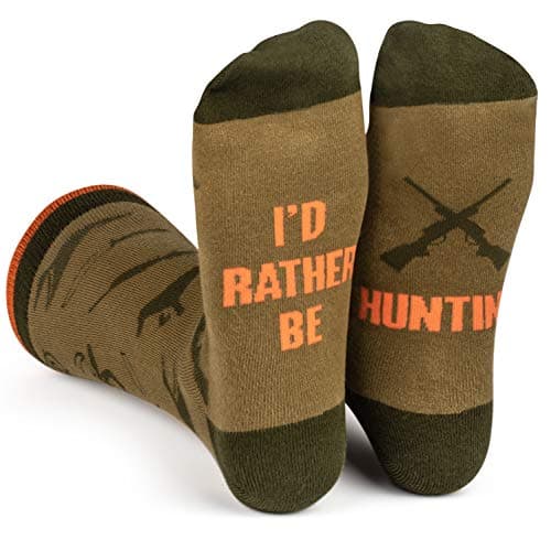 I'd Rather Be Hunting Socks - Funny Gift for Men who Hunt Stocking Stuffer Idea - Unisex Adult One Size