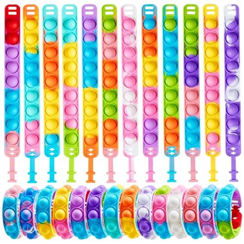 JOYIN Pop Fidget Toys pops Bulk 25 Pack Party Favors for Kids 4-8,8-12 Year, Fidget Bracelets Sensory Toys for Classroom Birthday Carnival Prizes Gifts Goodie Bags Stuffers for Kids