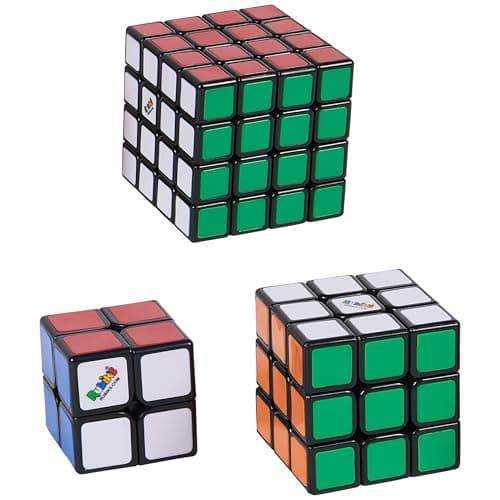 Rubik’s, Tiled Trio Bundle 2x2 Mini 3x3 Cube 4x4 Master 3D Puzzle Game Stress Relief Fidget Toy Travel Gift Set, for Adults & Kids Ages 8 and up