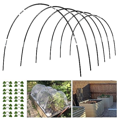Garden Hoops Grow Tunnel, 6 Sets of 7FT Greenhouse Hoops for Raised Beds, Rust-Proof Fiberglass Frame for Garden Netting, Small Greenhouse Kit, Shade Cloth, Plant Row Covers, 30pcs