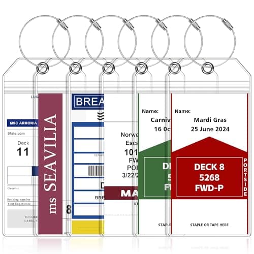 6 Pack Luggage Tags for Cruise Ship Essentials for NCL, Princess, Carnival, Royal Caribbean and Celebrity Cruise Necessities by SEAVILIA