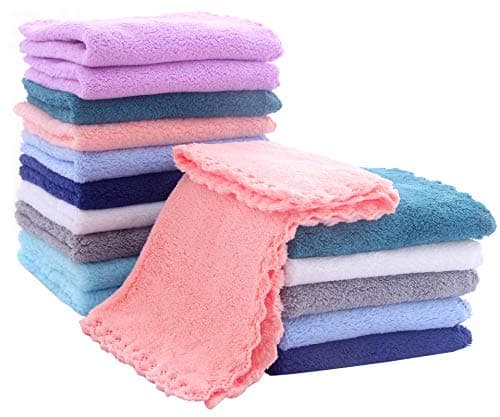 16 Pack Baby Washcloths - Luxury Multicolor Coral Fleece - Extra Absorbent and Soft Wash Clothes for Newborns, Infants and Toddlers - Suitable for Sensitive Skin and New Born - Baby Shower, 10x10 Inch