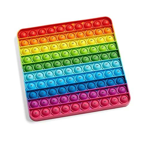hand2mind Hundred Board Sensory Bubble Popper, Pop Fidget Toys for Kids, Multiplication Board, Math Manipulatives Kindergarten, Fine Motor Toys, Fidgets for Classroom, Calm Down Corner Supplies