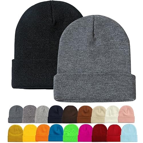 ZOORON 1&2 Pack Beanie for Men Women Slouchy Beanie Hats Winter Knit Caps Soft Ski Hat Unisex