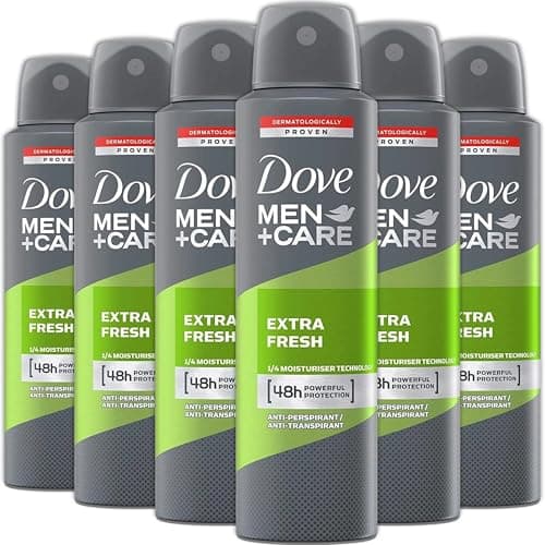 Dove Men + Care Antiperspirant Deodorant Spray, 6 Pack, 48H Protection, Long-Lasting Extra Fresh Scent, Soothes & Moisturises Skin, 5 oz. Each