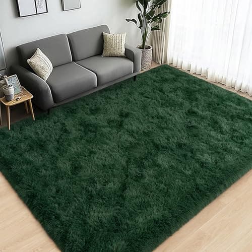 Lairep Large Area Rugs for Living Room Bedroom, 4x6 Feet Dark Green Fluffy Shag Rugs, Ultra Soft Shaggy Plush Fuzzy Modern Indoor Throw Floor Carpet for Girls Boys Dorm Nursery Home Decor Aesthetic