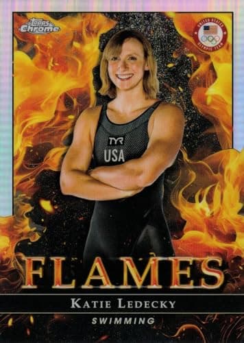 2024 Topps Chrome U.S. Olympics Flames #F-1 Katie Ledecky Team USA Swimming Card