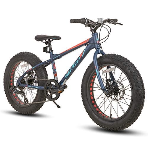 HH HILAND 20 Inch Kids' Bicycles Fat Tire Mountain Bike for Boys and Girls Age 5 + Years, 7-Speed, Dual-Disc Brake, Kids Beach and Snow Bicycle Blue