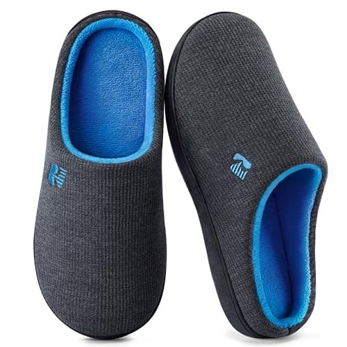 RockDove Men's Original Two-Tone Memory Foam Slipper, Size 11-12 US Men, Dark Grey/Blue