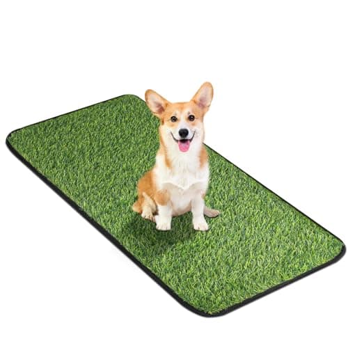 Artificial Grass Mat, Dog Grass Pee Pads, Fake Grass Pad for Pets Potty Training, Soft Grass Rug, Grass Doormat with Drainage Holes, Pet Turf for Indoor Outdoor Use, Washable(15.7''*31.5'')