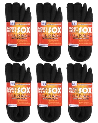 Thermal Socks for Men, Winter Warm Socks Mens for Cold Weather Extreme Temperatures,C1-black (6 Pairs)