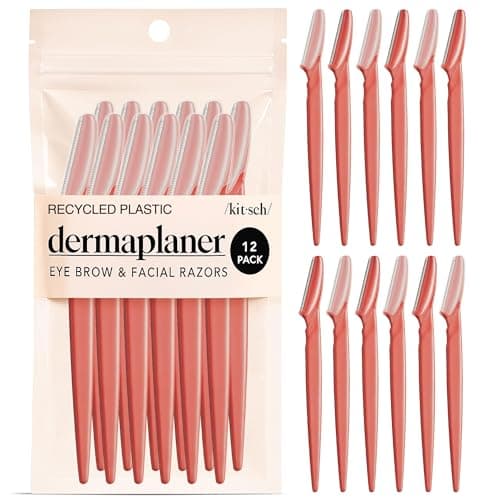 Kitsch Dermaplane Razor for Women Face – Face Razors for Women & Men, Eyebrow Trimmer & Face Shaver – Exfoliating Facial Razor & Skin Care Tool for Smoother Skin - Coral, 12 pcs