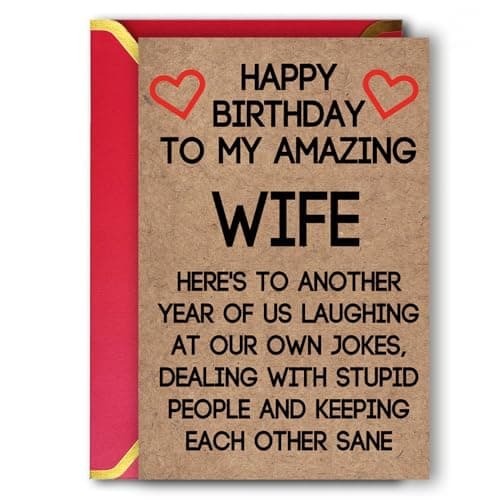 Ziwenhu Rude Wife Birthday Card from Husband, Best Gift for My Wife Birthday, Happy Wife Birthday Gift Ideas for Her, Humor Birthday Gifts for Wife (HGFMG-HM218-BH)