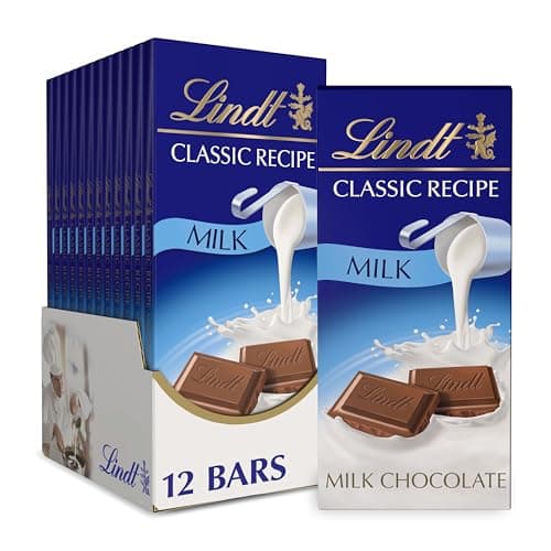 Lindt CLASSIC RECIPE Milk Chocolate Bar, Chocolate Candy for the Holidays, 4.4 oz. (12 Pack)