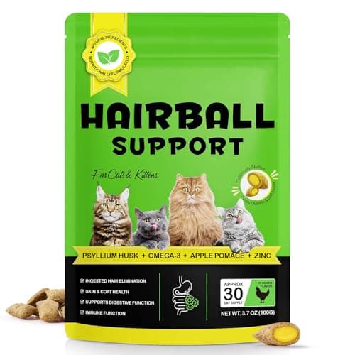 Ruduwu Hairball Control Cat Treats - Cat Hairball Remedy & Relief for Cats - Cat Hairball Control with Psyllium Seed Husk and Vitamins, Promotes Skin & Coat, Digestive, Urinary Health