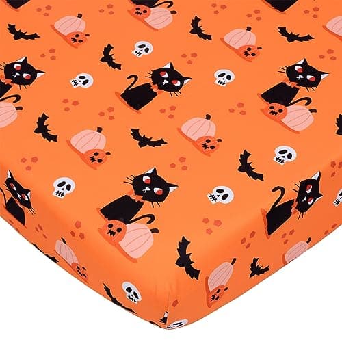 Cloele Halloween Pumpkins Crib Sheet Cats Fitted Sheet for Boys Girls - 1 Pack Baby Nursery Sheet Cozy Bed Sheet for Standard Crib and Toddler Mattresses - Crib Mattress Infant Toddler Sheet