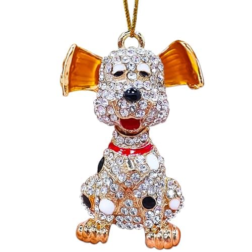Dog Ornaments for Christmas Tree, Handmade Metallic Ornament with Rhinestone, Cute Pet Decor, Beautiful Christmas Ornaments for Kids - Gifts for Dog Lovers