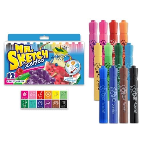 Mr. Sketch Scented Markers, Chisel Tip, Assorted Colors, 12 Count