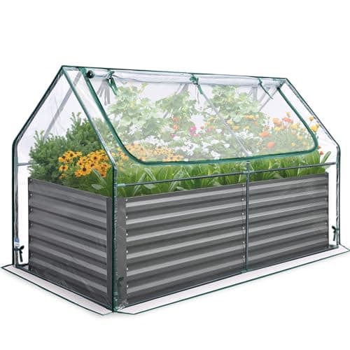 Quictent Raised Garden Bed Galvanized Raised Beds for Gardening Vegetables with Cover 6x3x2 ft Tall Metal Planter Box Outdoor Use (Clear)