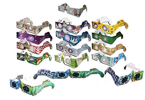 HolidayEyes(R) 22 Pair - 3D Christmas Glasses - 22 pair variety pack - 15 styles - See Santa, Snowmen, Reindeer, Candy Canes, Elves, etc., and 2 Christmas/New Years Fireworks Glasses - Ready to wear