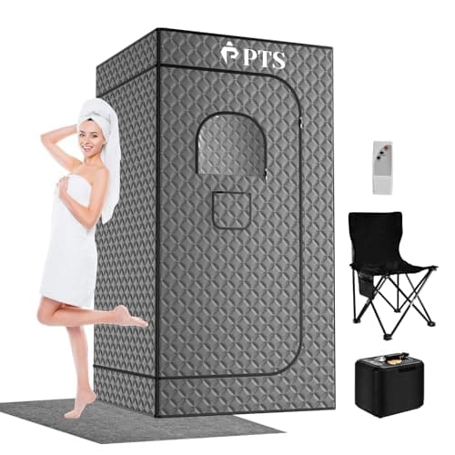 PTS Sauna, Portable Steam Sauna Box, Thicken Cotton Personal Home Spa Sauna Tent with 3L Steam Generator, 71"*36"*36" Full Size Home Sauna Room Kits for Indoor Use, Gym, Pilates, Hot Tub (Black)