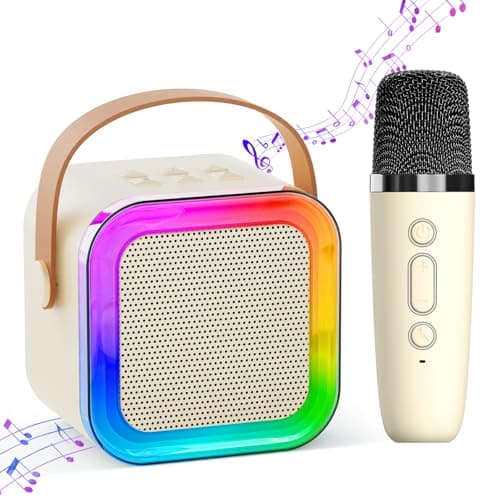 Mini Karaoke Machine for Kids Adults,Portable Bluetooth Speaker, 2 Wireless Microphones with Fun Voice Changing Function-Toys for 5 6 7 8 9 10 Year Old Girl Boys Birthday Gifts Ideas