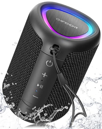 Portable Bluetooth Speaker with Lights, Powerful Crystal Clear Sound, IPX5 Waterproof, All Day Playtime, AUX&TF-Card Input, Bluetooth 5.3, TWS Paring, Small Wireless Speaker for Outdoor, Gift Ideas