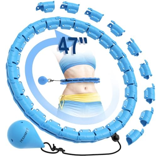 JKSHMYT Weighted Hula Circle Hoops for Adults Weight Loss, Infinity Fitness Hoop Plus Size 47 Inch, 24 Detachable Links, Exercise Hoop Suitable for Women and Beginner