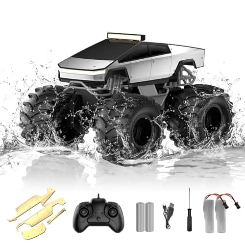 Amphibious Remote Control Car, 1:18 Monster Truck Toys for Boys RC Cars, 2.4 GHz Waterproof RC Trucks, 4WD All Terrain Off-Road Pickup, Kids Christmas Birthday Gifts Present Boys Girls Toys Ages 6+