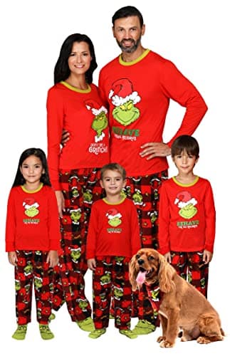 Prestigez Dr. Seuss The Grinch Matching Family Pajama Sets, Boys, Size - 14/16 Red