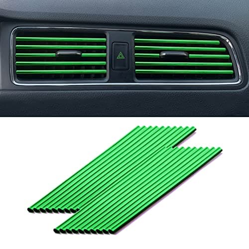 LivTee 20 Pieces Car Air Conditioner Decoration Strip for Vent Outlet, Universal Waterproof Bendable Air Vent Outlet Trim Decoration, Car Interior Accessories (Green)