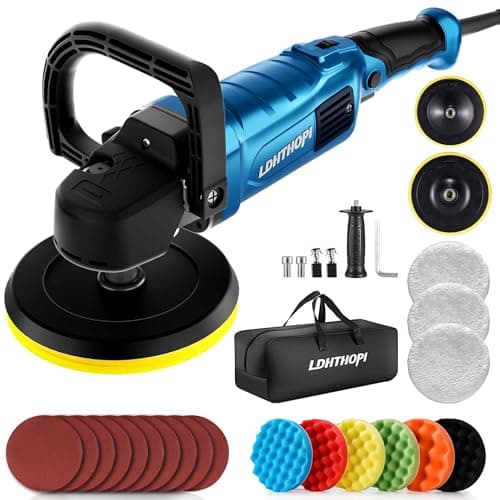 LDHTHOPI Buffer Polisher, 1800W 6 inch/7 inch Rotary Buffer Polisher Waxer, 750-3100RPM Car Buffers and Polishers with 6 Variable Speeds, for Car, Boat, Furniture, Floor