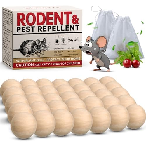 Mouse Repellent 36 Balls, Peppermint Rodent Repellent for Indoor & Outdoor Use, Long-Lasting Safe Mice Deterrent, Natural Effective Moth Balls for Rodent Control for Home, Car & Garden