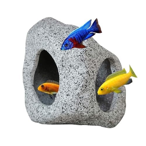 SpringSmart Aquarium Hideaway Rock Cave for Aquatic Pets to Breed, Play and Rest, Safe and Non-Toxic Ceramic Fish Tank Ornaments, Decor Stone for Betta