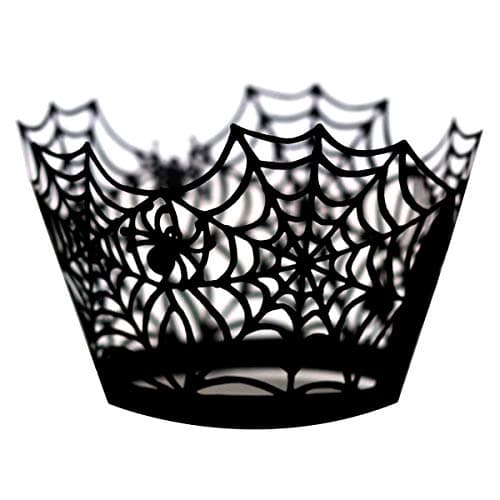 PheiLa 50 Pcs Halloween Cupcake Wrappers Spiderweb Cupcake Wrappers Black Laser Cut Cupcake Liners Cake Decoration for Halloween Theme Party Halloween Party Decorations Supplies