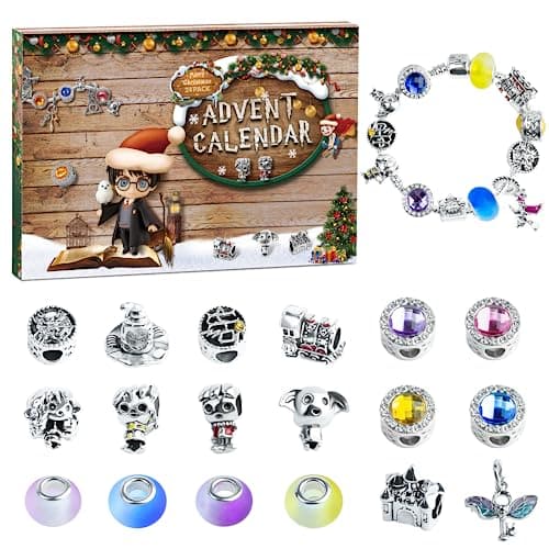 Christmas Advent Calendar 2024 for Girls and Boys With 24 Days Unique Gift Christmas Countdown Calendar Blind Box DIY Creative Charm Pendant Bracelet