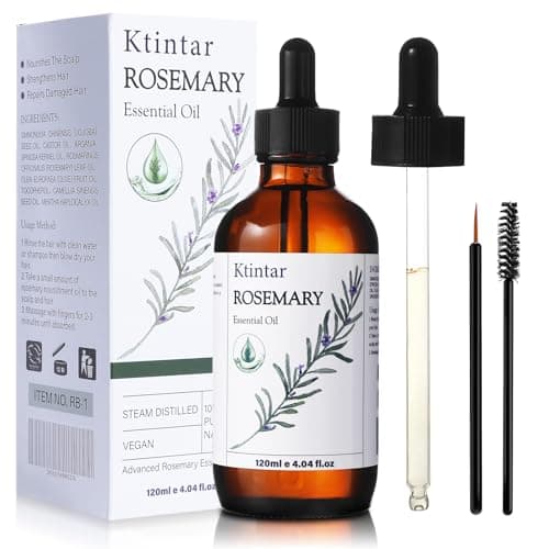 Ktintar Rosemary Oil for Hair Growth 4.04 Fl Oz, Pure Organic Rosemary Oil with Premium Glass Dropper, Rosemary Essential Oil for Eyelashes, Eyebrows, Nourishes The Scalp, Rid of Itchy, Skin Care