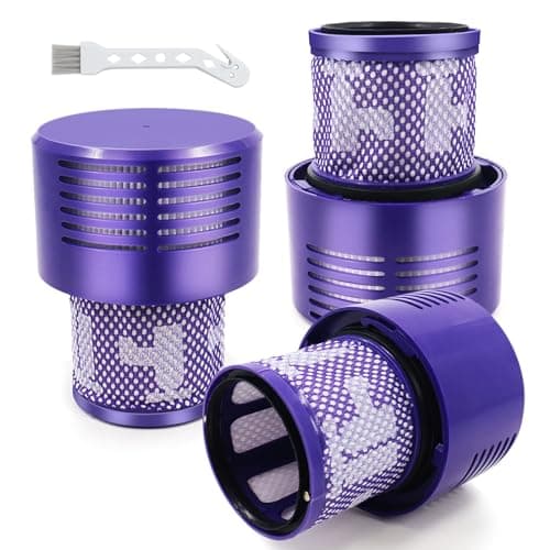V10 Filters for Dyson V10 Cyclone Series, V10 Animal, V10 Absolute, V10 Total Clean, SV12, Part No. 969082-01, 3 Pack Filters and 1 Clean Brush.