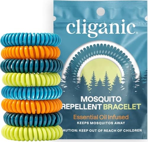 Cliganic 20 Pack Mosquito Repellent Bracelets, DEET-Free Bands, Individually Wrapped (Packaging May Vary)