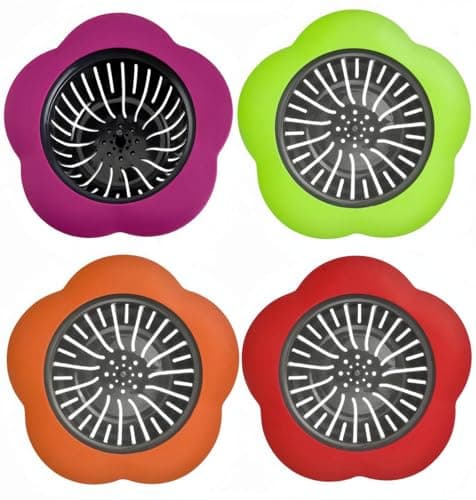 JIANYI Kitchen Sink Strainer, 4PCS Silicone Sink Strainers, Large Wide Rim 4.5" Diameter Sink Drain Strainer for Kitchen Sink - Multicolor