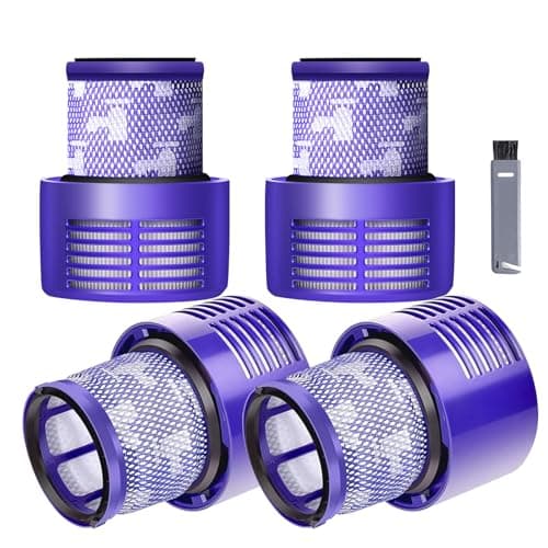V10 Filter Replacement for Dyson V10 Cyclone Series, V10 Absolute, V10 Animal, V10 Total Clean, Replace Part No. 969082-01,4 Pack Filters and 1 Clean Brush