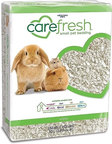 Carefresh 99% Dust-Free White Natural Paper Small Pet Bedding with Superior 10 Day Odor Control & Absorption, for Guinea Pigs, Hamsters, Rabbits, & Rats, 60 L