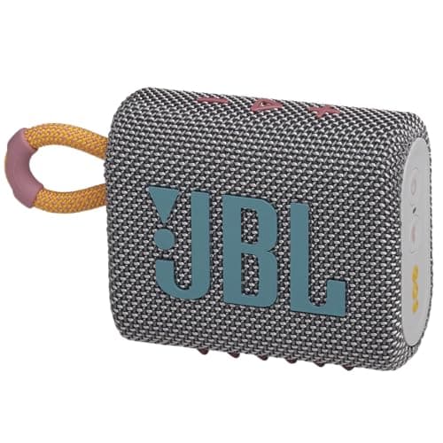 JBL Go 3 - Portable Mini Bluetooth Speaker, big audio and punchy bass, IP67 waterproof and dustproof, 5 hours of playtime, speaker for home, outdoor and travel (Grey)