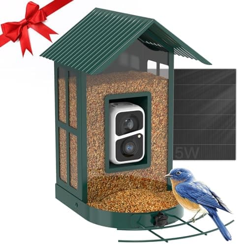 SOLIOM BF08- Metal Solar Bird Feeder Camera with AI Identify Bird Species, Wild Bird Watching Cam, Live View, Instant Notifications with 5W Solar Panel