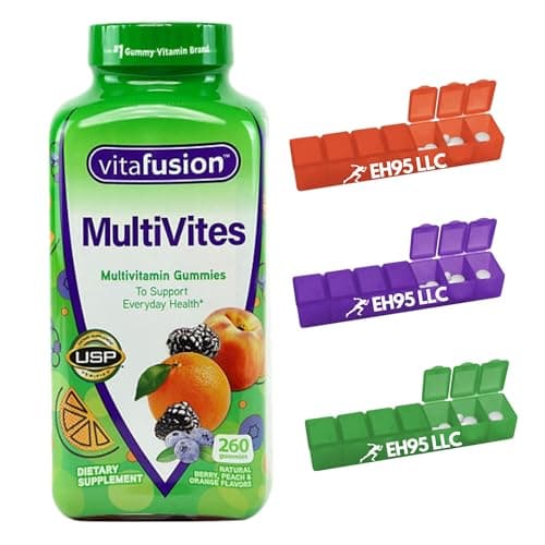 Vitafusions Multivites Gummies 260 ct, Support Everyday Health - (Pack of 1) Seven Days Pills case Included