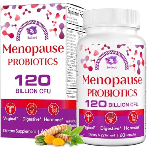 Menopause Supplements for Women, 120 Billion CFU Menopause Probiotics for Women, All-Natural Probiotic for Hot Flashes Menopause, Night Sweats, Mood Swings, Gut and Hormone - 60 Herbal Capsules