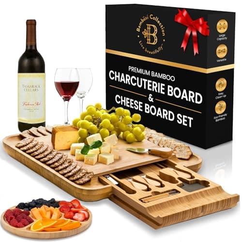 Charcuterie Board - Bamboo Cheese Board and Charcuterie Gift Set - Wedding Gifts for Couples 2024, Housewarming Gifts New Home, Birthday for Women Who Have Everything, Kitchen Gadgets