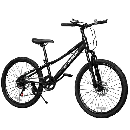 Pipleo 20/24 Inch Kids Mountain Bike, Bike 7 Speeds, Bikes for Kids 6-14, Girls Boys Bike with Suspension Fork, Dual-Disc Brake, Anti-Slip Butyl Tires, Multi Color (Black, 24 inch)