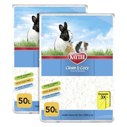 Kaytee Clean & Cozy White Paper Bedding, Made for Small Animals, 100 Liters, Pack of 2