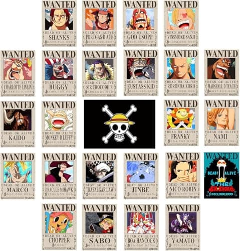 TYZZHOA 25PCS Anime [OP] Wanted Posters 30×21cm, New Bounty Edition, Straw Hat Pirates Crew Nika Luffy 3 Billion, Zoro, Sanji, [OP] Anime Gifts